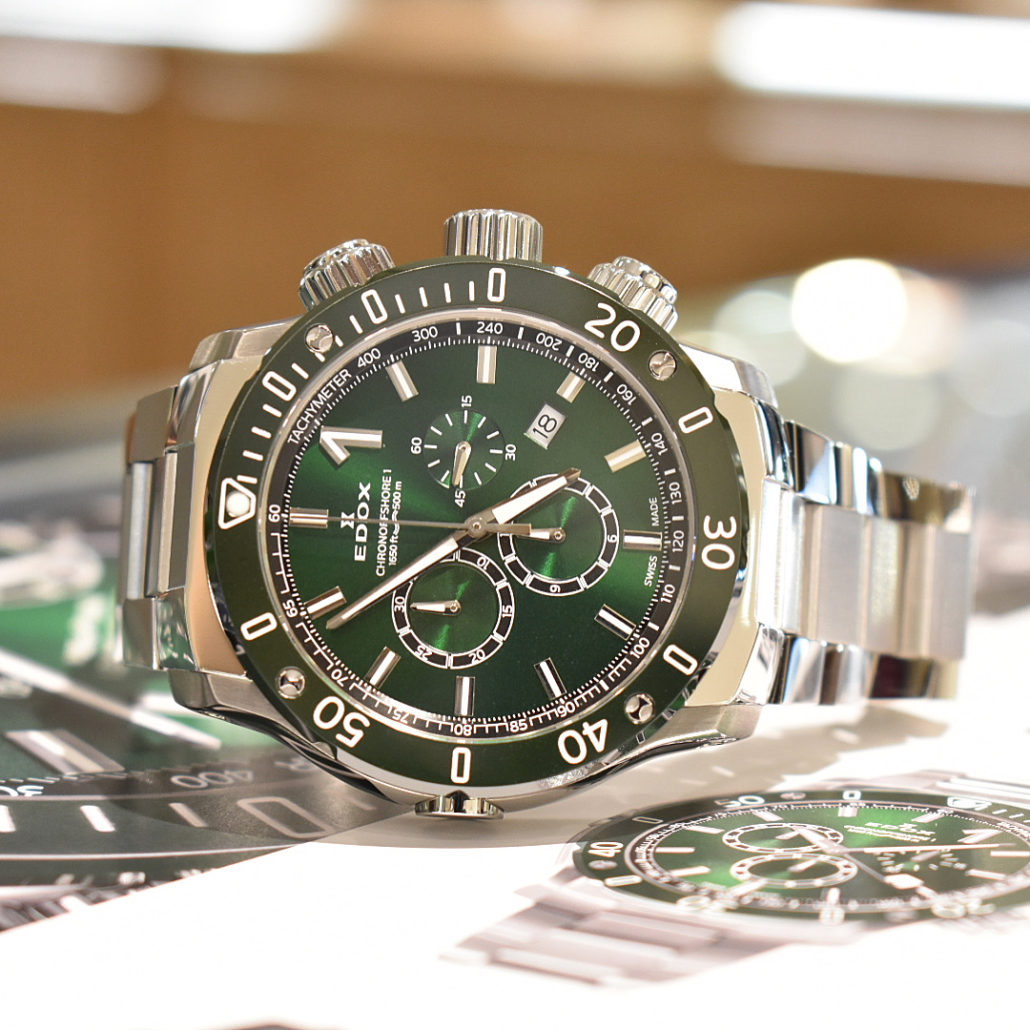 EDOX グリーンカラーのクロノオフショア1 | 機械式腕時計のHF-AGE